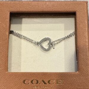 Coach Silver Heart Charm Bracelet